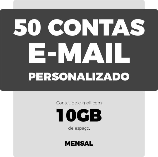 50 contas de e-mail de 10GB